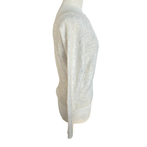 William Rast Alpaca Blend Back V-Neck Oatmeal Popcorn Polka Dot Sweater-XS - Picture 6 of 12